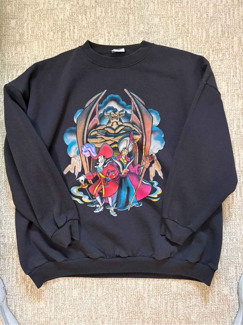 VTG 90s Disney Villains Double SIded Sweatshirt XXL Chernabog Jafar Hook